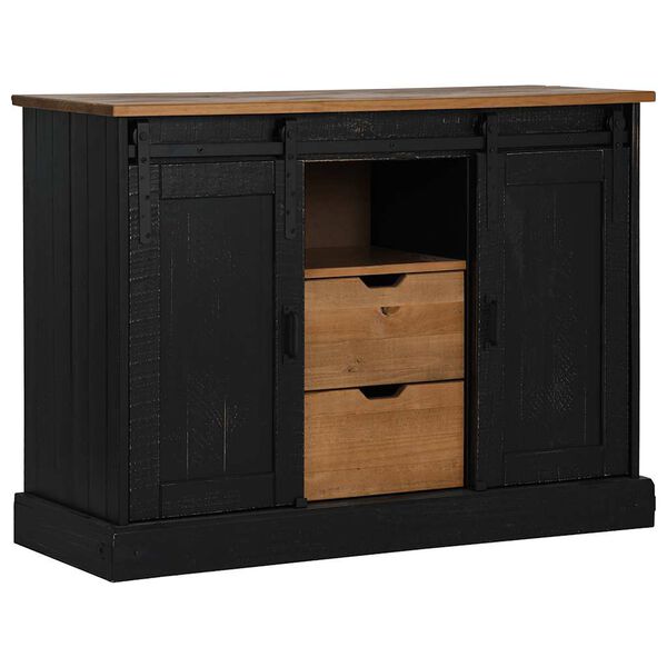 vidaXL Sideboard HALDEN 2 συρόμενες πόρτες μαύρο 112x40x80 cm
