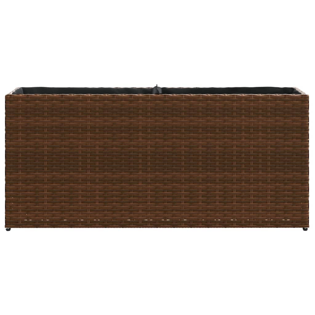vidaXL Ζαρντινιέρα Κήπου Καφέ 90x20x40εκ. Συνθ. Ρατάν με 2 Γλάστρες