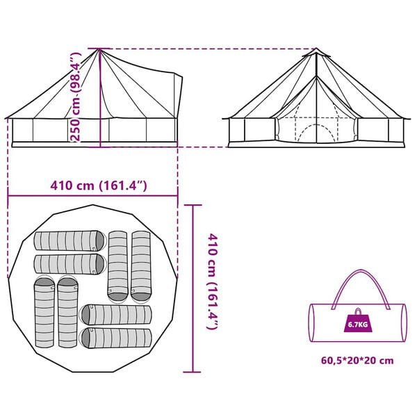vidaXL Σκηνή Οικογενειακή Tipi 8 Ατόμων Αδιάβροχη Μπλε