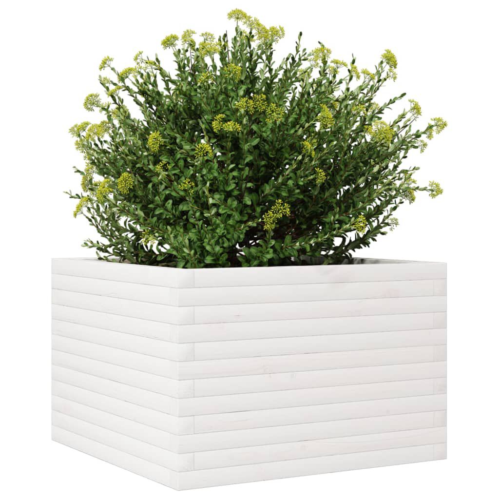 vidaXL Ζαρντινιέρα Κήπου Λευκή 70x70x45,5 εκ. από Μασίφ Ξύλο Πεύκου