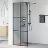 vidaXL Τοίχος Ντους Walk-in Μαύρο 80 x 195 cm σκληρυμένο γυαλί