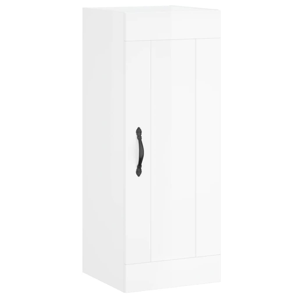 vidaXL Ντουλάπι Γυαλ. Λευκό 34,5 x 34 x 180 εκ. από Επεξεργασμένο Ξύλο