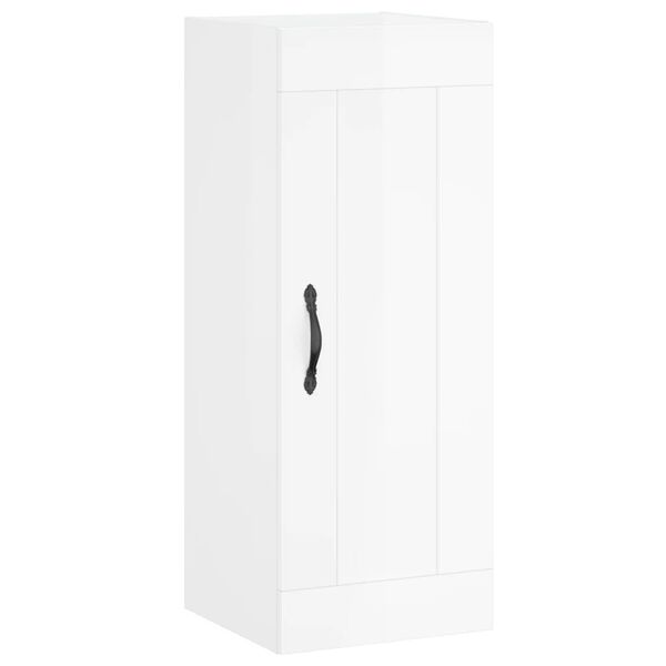 vidaXL Ντουλάπι Γυαλ. Λευκό 34,5 x 34 x 180 εκ. από Επεξεργασμένο Ξύλο