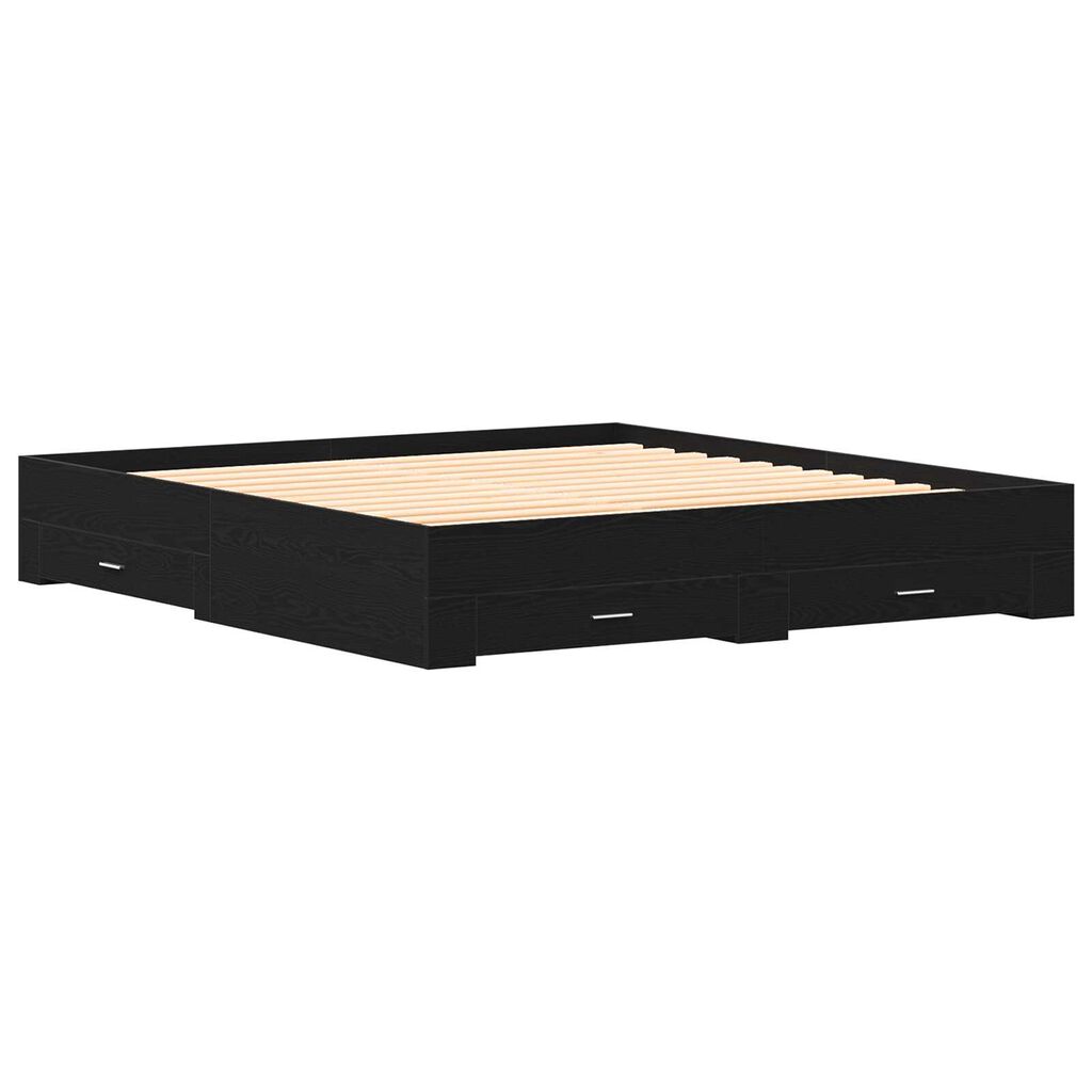 vidaXL Κρεβάτι με Συρτάρια Μαύρη Δρυς 180x200 εκ Επεξεργασμένο Ξύλο