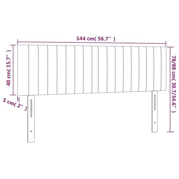 vidaXL Κεφαλάρια Κρεβατιού 2 τεμ. Μαύρα 72x5x78/88 εκ. Υφασμάτινα