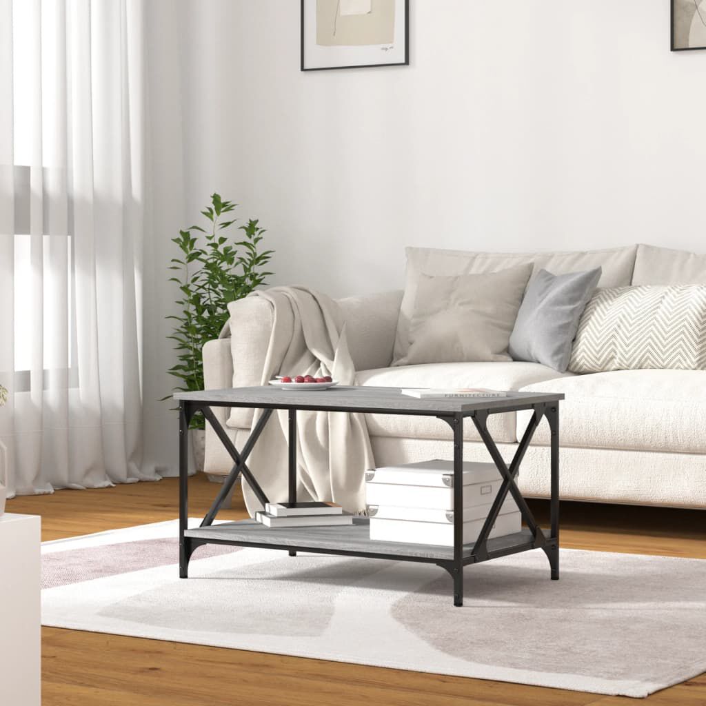 vidaXL Τραπεζάκι Σαλονιού Γκρι Sonoma 80x50x45 εκ Επεξ Ξύλο + Σίδηρος