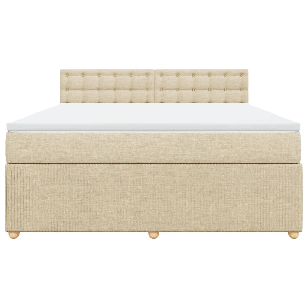 vidaXL Κρεβάτι Boxspring με Στρώμα Κρεμ 180x200 εκ. Υφασμάτινο