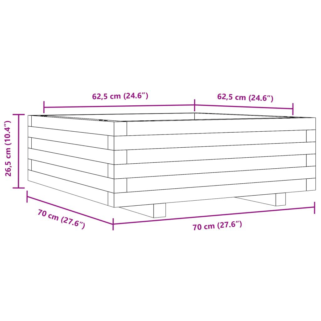 vidaXL Ζαρντινιέρα Κήπου 70x70x26,5 εκ. από Εμποτισμένο Ξύλο Πεύκου