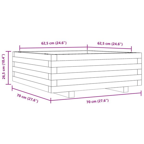 vidaXL Ζαρντινιέρα Κήπου 70x70x26,5 εκ. από Εμποτισμένο Ξύλο Πεύκου