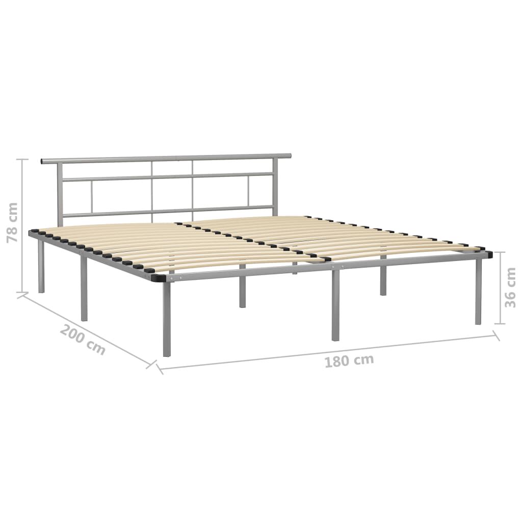 vidaXL Πλαίσιο Κρεβατιού Γκρι 180 x 200 εκ. Μεταλλικό
