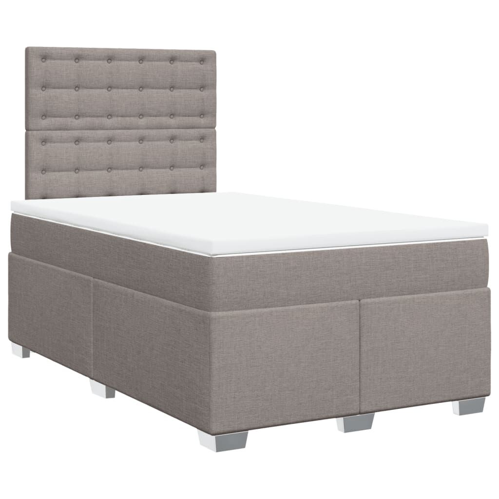 vidaXL Κρεβάτι Boxspring με Στρώμα Taupe 120x190 εκ. Υφασμάτινο