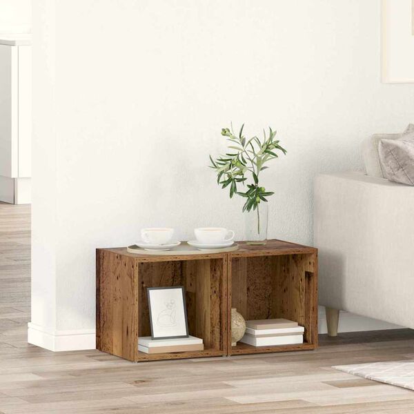 vidaXL &Sigma;&epsilon;&tau; &epsilon;&pi;ί&pi;&lambda;&omicron;&upsilon; &tau;&eta;&lambda;&epsilon;ό&rho;&alpha;&sigma;&eta;&sigmaf; 2 pcs &Pi;&alpha;&lambda;&iota;ό &Xi;ύ&lambda;&omicron; 37 x 35 x 37,5 &epsilon;&kappa;