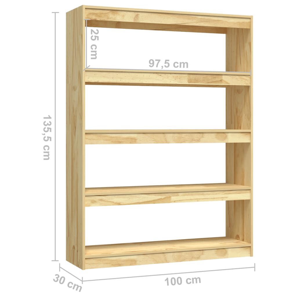 vidaXL Βιβλιοθήκη/Διαχωριστικό Χώρου 100x30x135,5εκ. Μασίφ Ξύλο Πεύκου