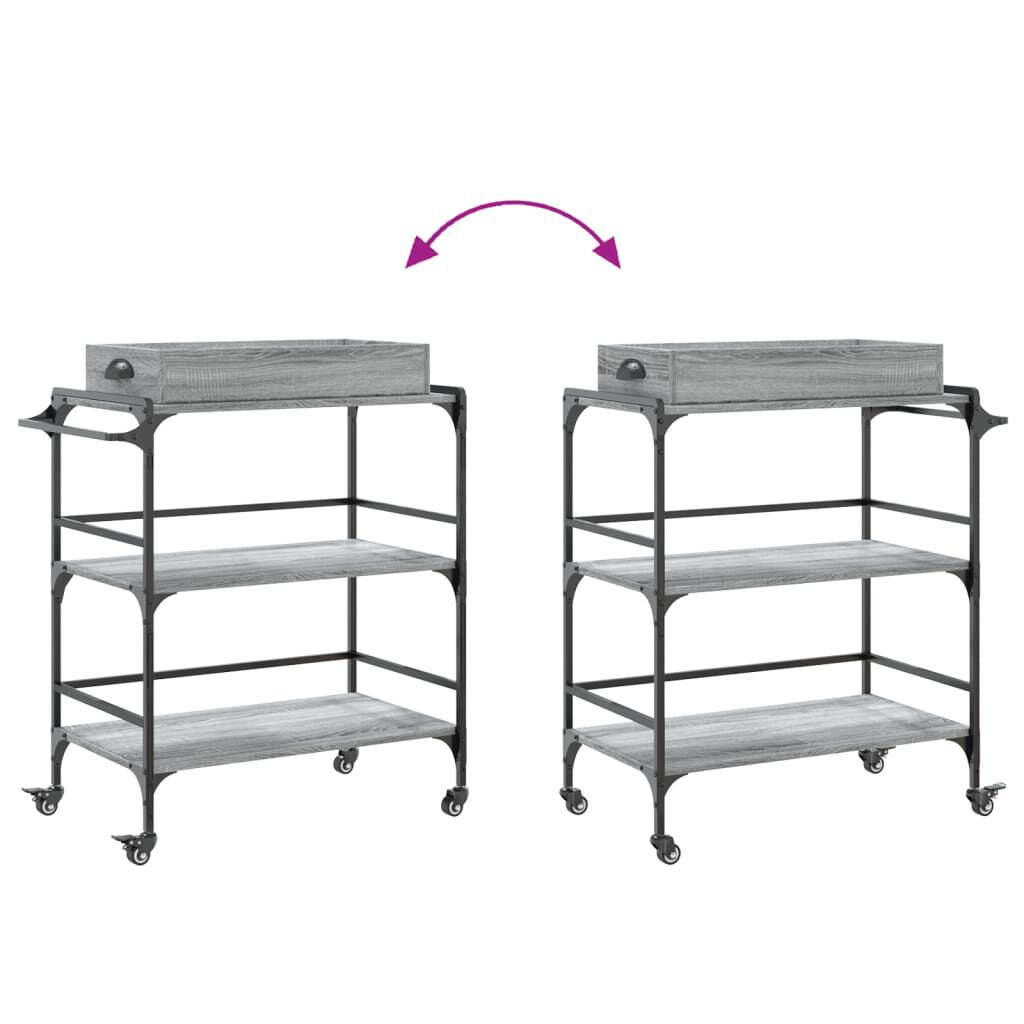 vidaXL Τρόλεϊ Κουζίνας Sonoma Γκρι 81,5x41x92,5 εκ. Επεξεργασμένο Ξύλο