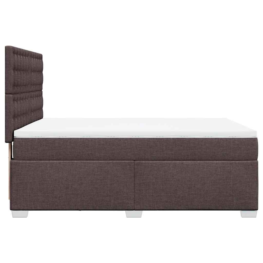 vidaXL Κρεβάτι Boxspring με Στρώμα Σκούρο Καφέ 140x190 εκ. Υφασμάτινο