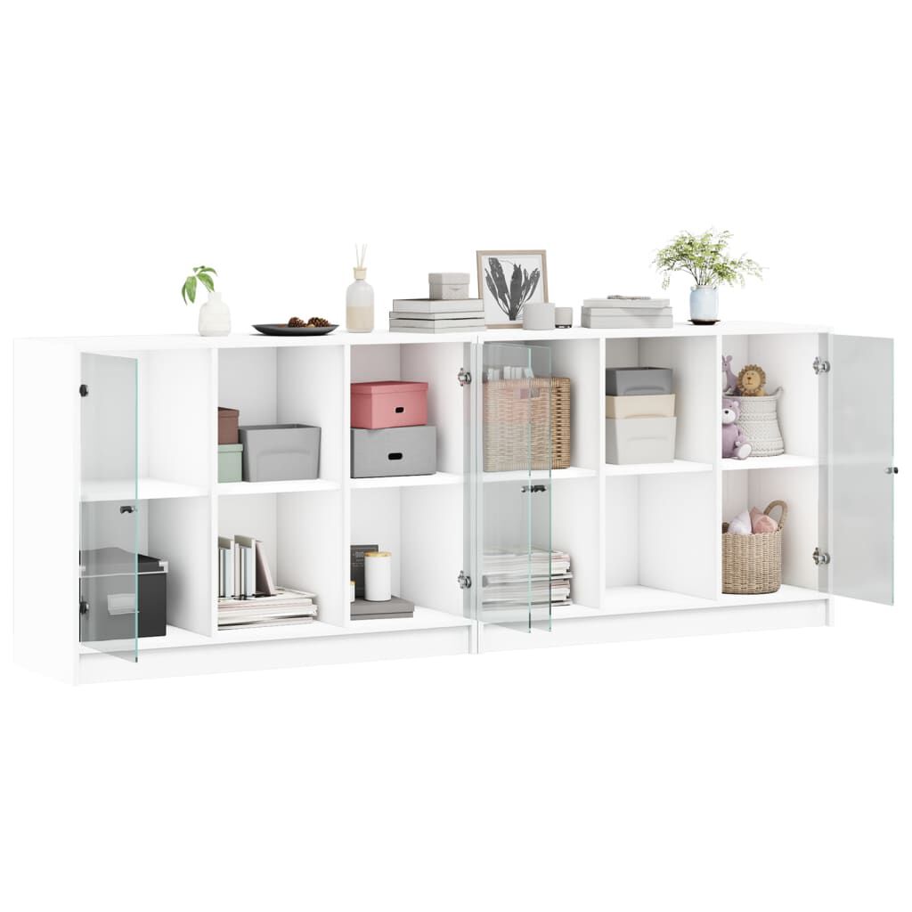 vidaXL Βιβλιοθήκη με Πόρτες Λευκή 204x37x75 εκ. από Επεξεργ. Ξύλο