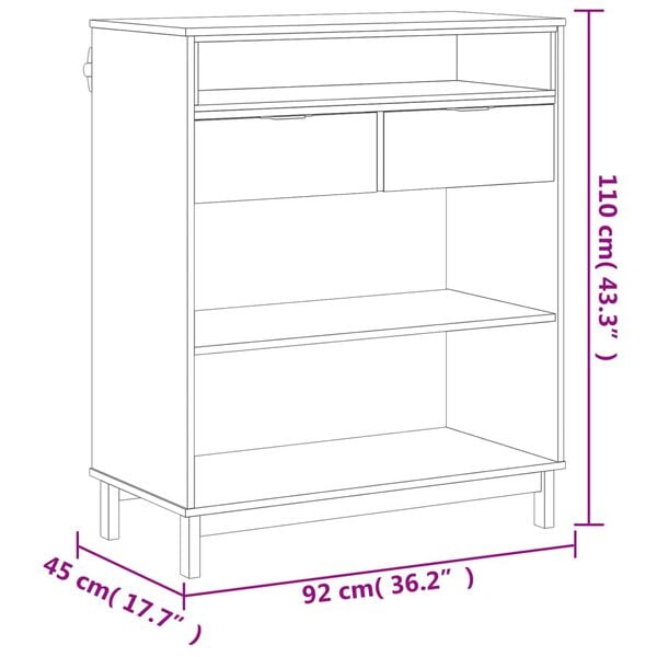 vidaXL Τραπέζι Μπαρ FLAM 92 x 45 x 110 εκ. από Μασίφ Ξύλο Πεύκου