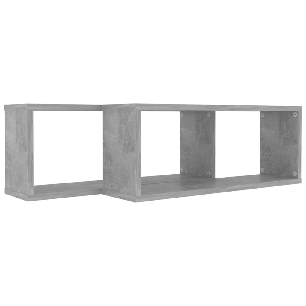 vidaXL Ράφια Κύβοι Τοίχου 2 τεμ. Γκρι Σκυρ. 60x15x23εκ. από Επεξ. Ξύλο