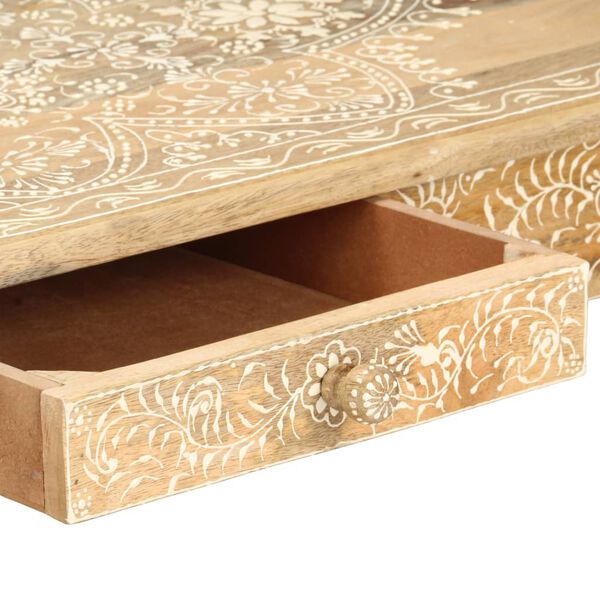 vidaXL Τραπέζι με Χειροπ. Λεπτομέρειες 110x50x45 εκ. Μασίφ Ξύλο Μάνγκο