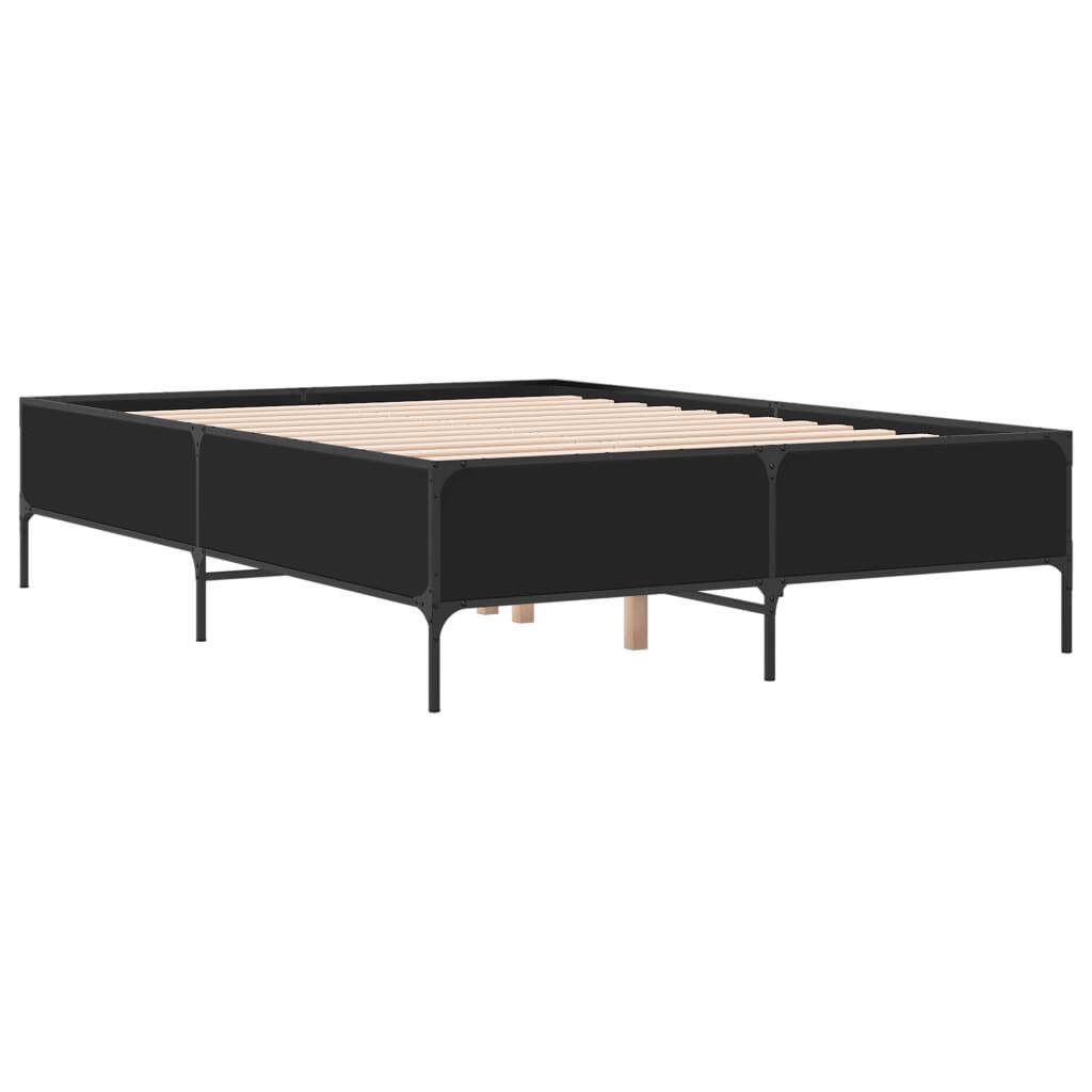 vidaXL Πλαίσιο Κρεβατιού Μαύρο 160x200 εκ. Επεξ. Ξύλο & Μέταλλο