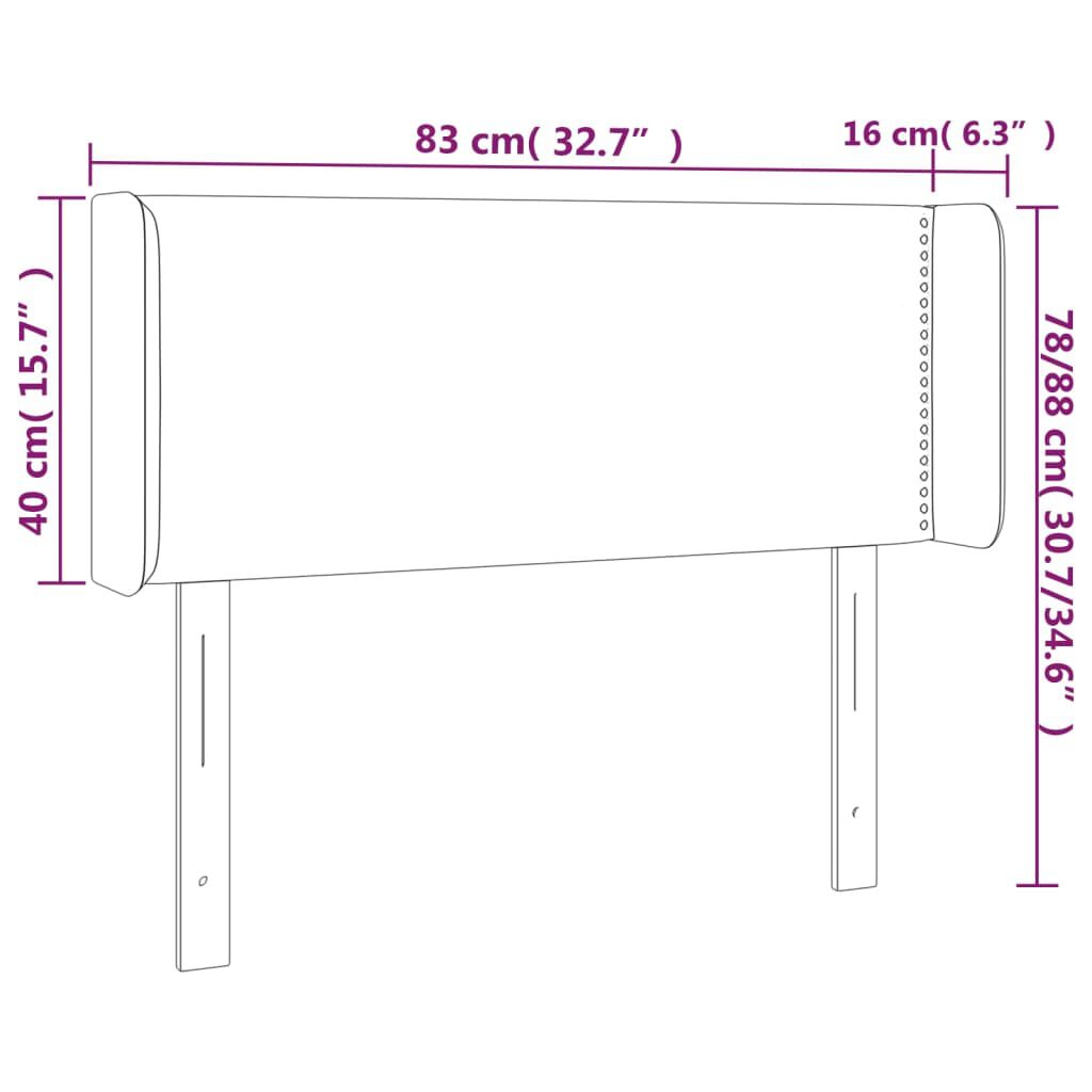 vidaXL Κεφαλάρι Κρεβατιού LED Κρεμ 83x16x78/88 εκ. Υφασμάτινο