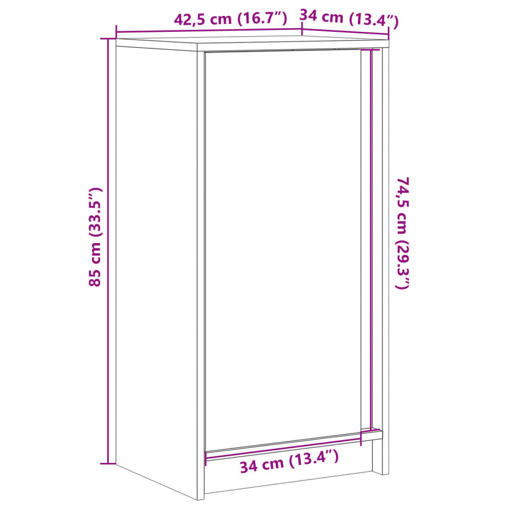 vidaXL Ντουλάπι με Φώτα LED Καφέ Δρυς 42,5x34x85 εκ. Επεξ. Ξύλο