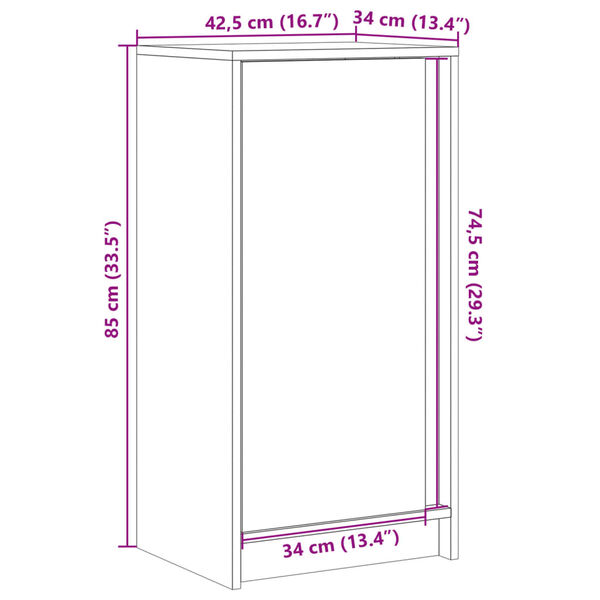 vidaXL Ντουλάπι με Φώτα LED Καφέ Δρυς 42,5x34x85 εκ. Επεξ. Ξύλο