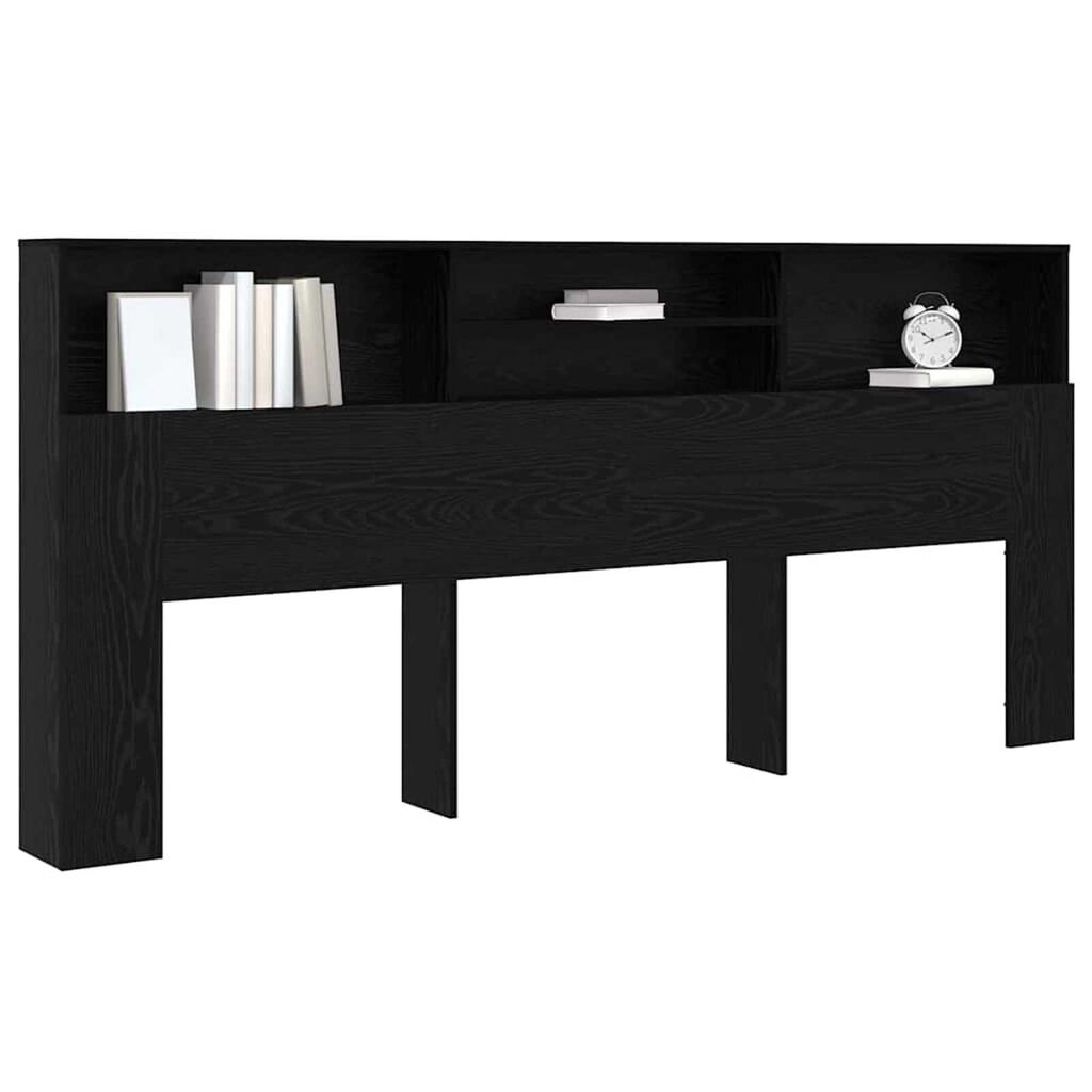 vidaXL Κρεβάτι με Κεφαλάρι με ράφι Μαύρη δρυς 220 x 19 x 101.5 εκ