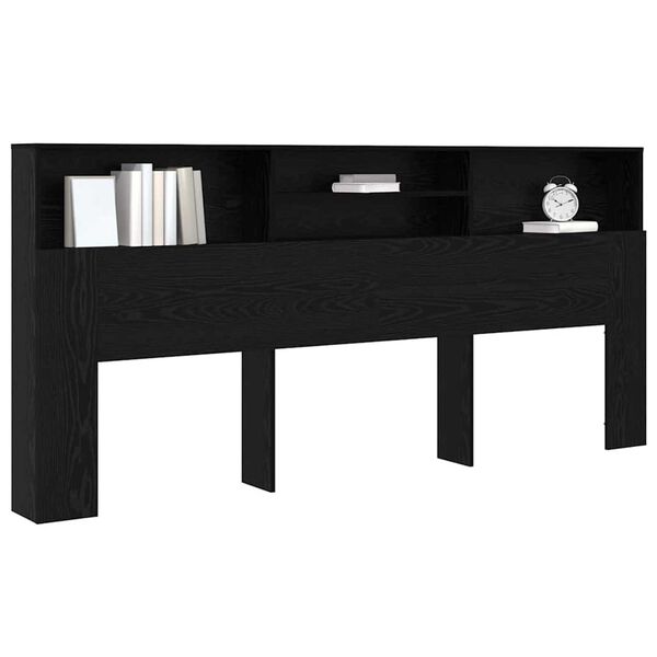 vidaXL Κρεβάτι με Κεφαλάρι με ράφι Μαύρη δρυς 220 x 19 x 101.5 εκ
