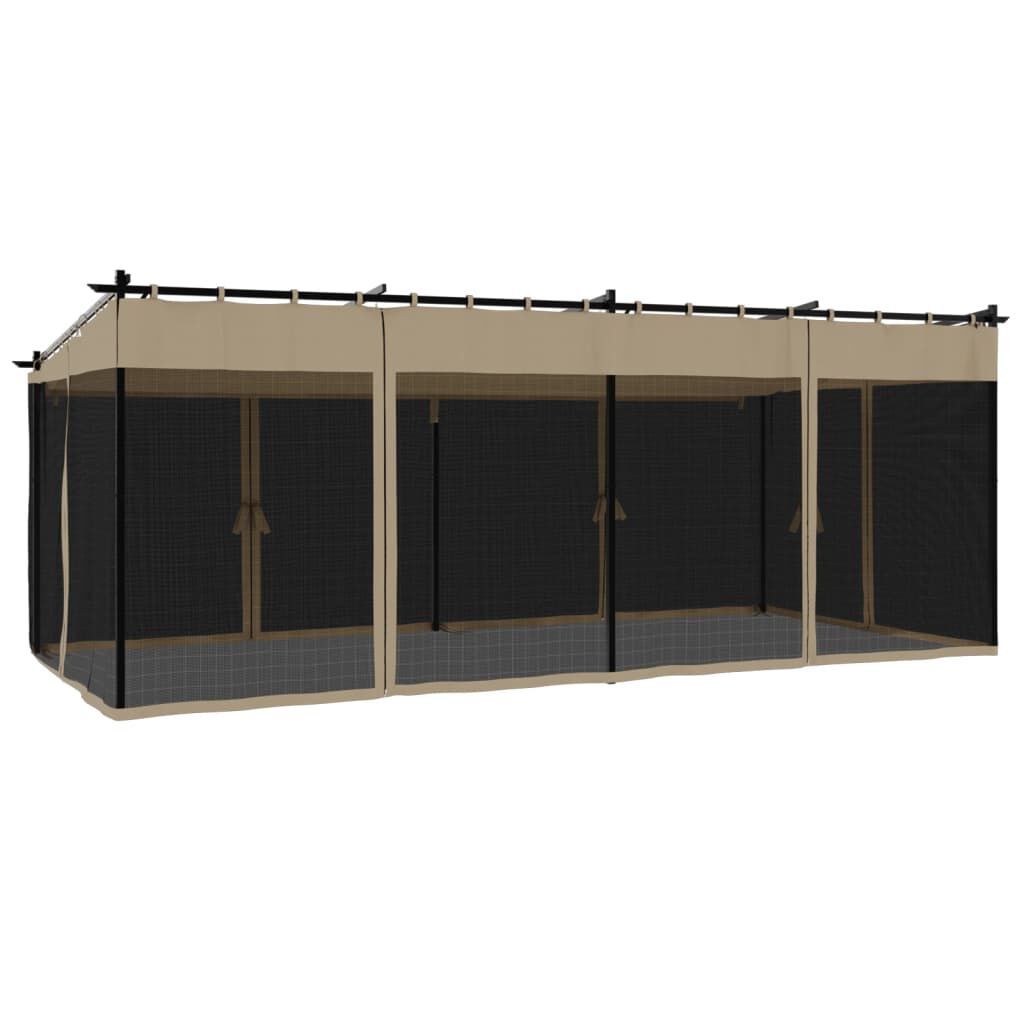 vidaXL Κιόσκι με Τοίχους από Δίχτυ Taupe 6x3 μ. από Ατσάλι
