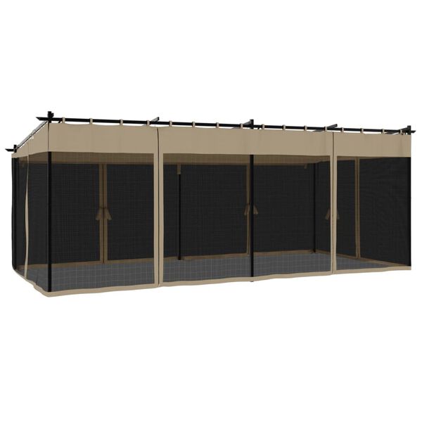 vidaXL Κιόσκι με Τοίχους από Δίχτυ Taupe 6x3 μ. από Ατσάλι