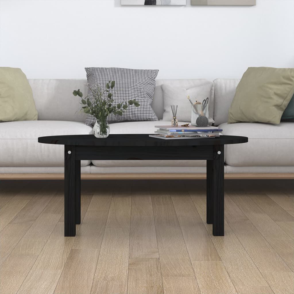 vidaXL Τραπεζάκι Σαλονιού Μαύρο 80x40x35 εκ. από Μασίφ Ξύλο Πεύκου