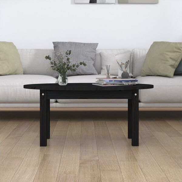 vidaXL Τραπεζάκι Σαλονιού Μαύρο 80x40x35 εκ. από Μασίφ Ξύλο Πεύκου