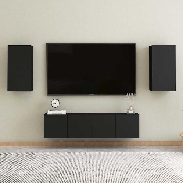 vidaXL Έπιπλο Τηλεόρασης Μαύρο 30,5 x 30 x 60 εκ. από Επεξ. Ξύλο