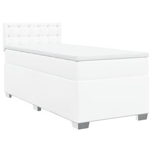 vidaXL Κρεβάτι Boxspring με Στρώμα Λευκό 100x200εκ.από Συνθετικό Δέρμα