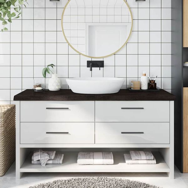 vidaXL Πάγκος Μπάνιου Σκούρο Καφέ 160x50x(2-6) εκ. Επεξεργ. Μασίφ Ξύλο