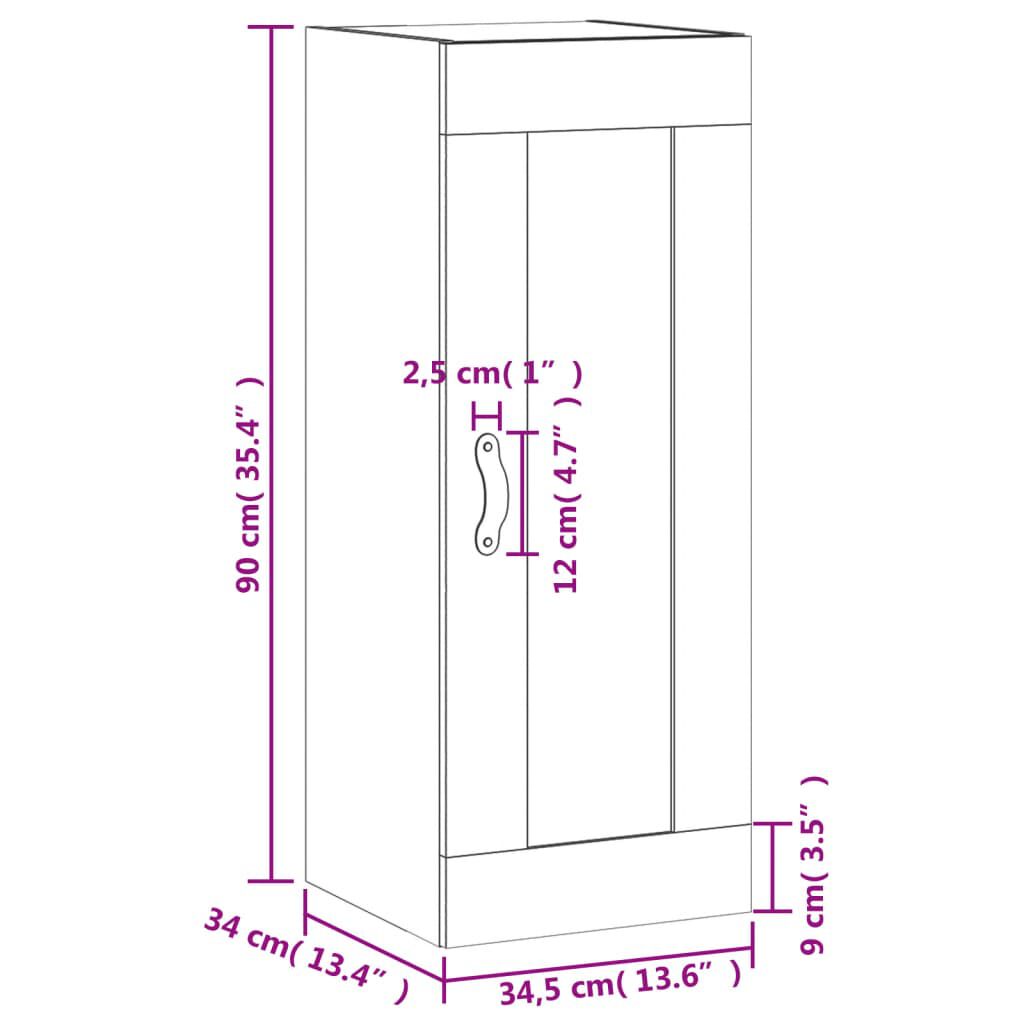 vidaXL Ντουλάπι Τοίχου Γυαλιστερό Λευκό 34,5 x 34 x 90 εκ. Επεξ. Ξύλο
