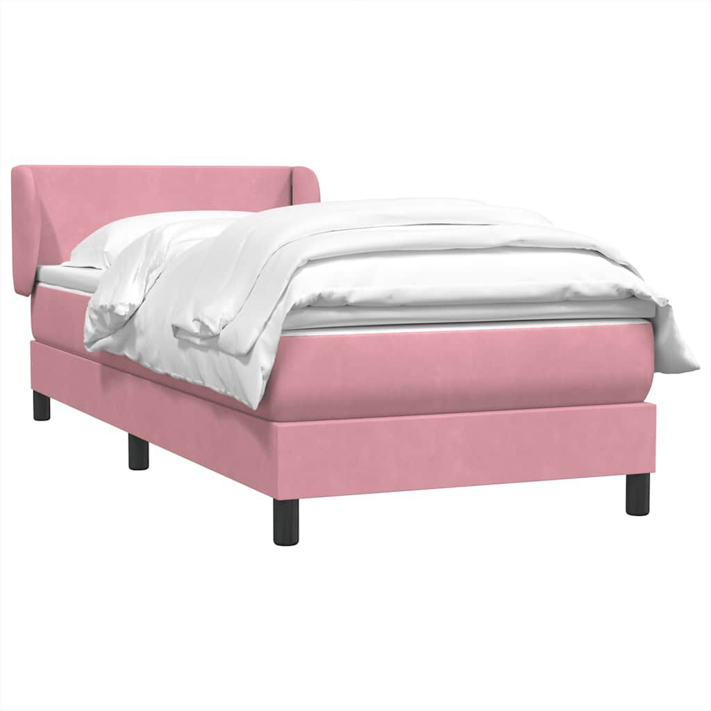 vidaXL Box Spring κρεβάτι με στρώμα ροζ 80x210 εκ. Βελούδινο