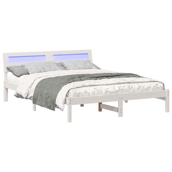 vidaXL Σκελετός Κρεβατιού Λευκό 140 x 200 cm Μασίφ ξύλο πεύκου