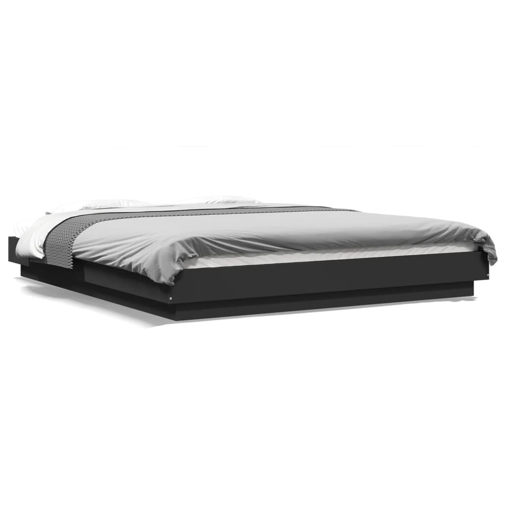 vidaXL Πλαίσιο Κρεβατιού με LED Μαύρο 150 x 200 εκ. Επεξεργ. Ξύλο