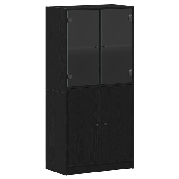 vidaXL Υψηλό ντουλάπι με πόρτες Μαύρη Δρυς 68x37x142 εκ Επεξεργασμένο ξύλο