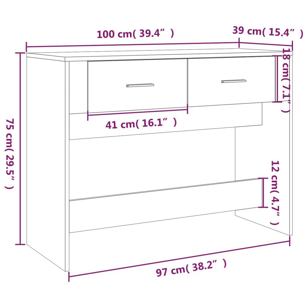vidaXL Τραπέζι Κονσόλα Sonoma Δρυς 100x39x75 εκ. Επεξεργασμένο Ξύλο