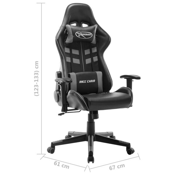 vidaXL Καρέκλα Gaming Μαύρη / Γκρι από Συνθετικό Δέρμα