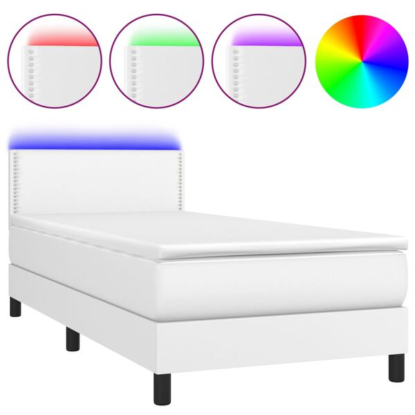vidaXL &Kappa;&rho;&epsilon;&beta;ά&tau;&iota; Boxspring &mu;&epsilon; &Sigma;&tau;&rho;ώ&mu;&alpha; & LED &Lambda;&epsilon;&upsilon;&kappa;ό 90x190 &epsilon;&kappa;. &Sigma;&upsilon;&nu;&theta;. &Delta;έ&rho;&mu;&alpha;