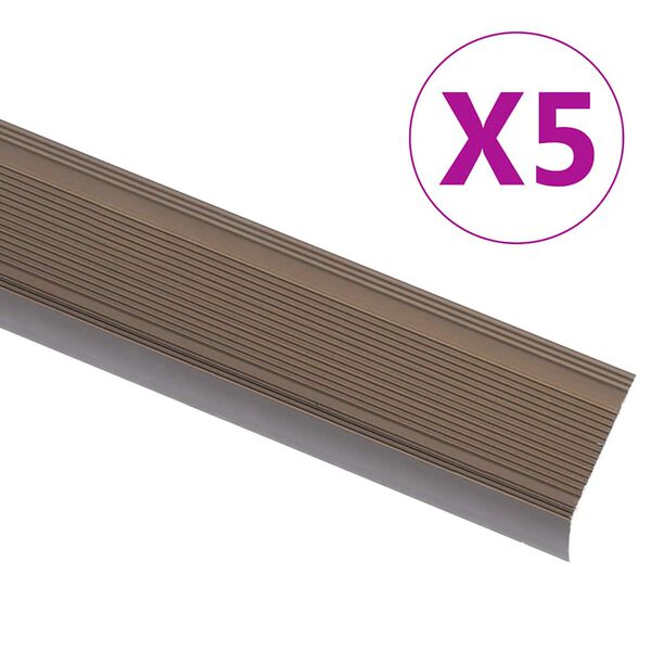 vidaXL Προφίλ για Σκαλοπάτια Σχήμα Γ 5 τεμ. Καφέ 90 εκ. Αλουμινίου