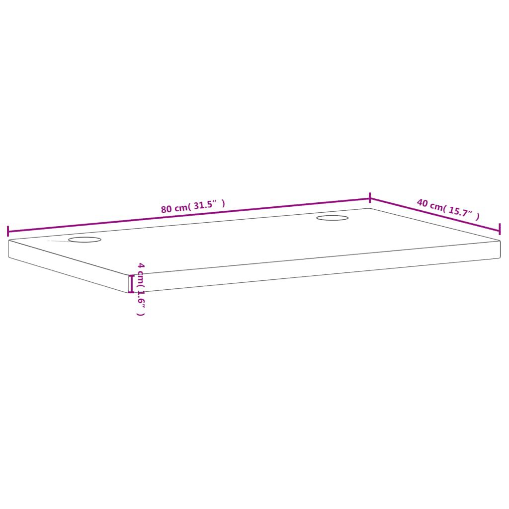 vidaXL Επιφάνεια Γραφείου 80x40x4 εκ. από Μασίφ Ξύλο Οξιάς