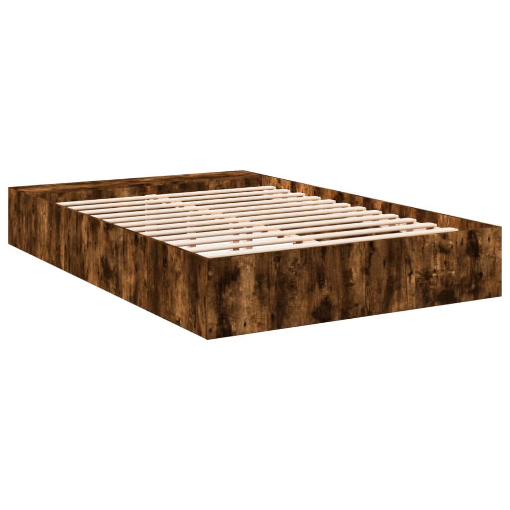 vidaXL Πλαίσιο Κρεβατιού Καπνιστή Δρυς 140x200 εκ. Επεξεργασμένο Ξύλο