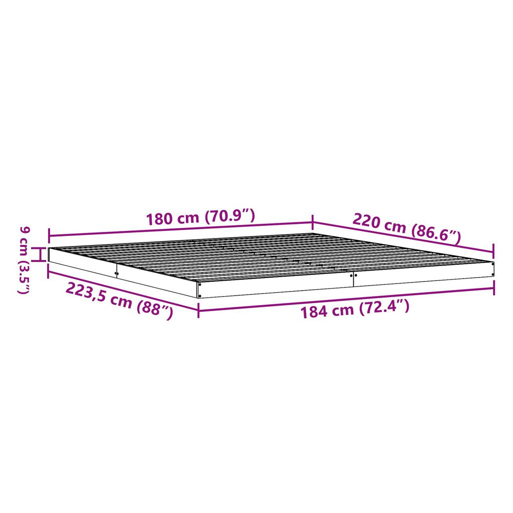 vidaXL Κρεβάτι 160x210 εκ Μασίφ Ξύλο Πεύκου