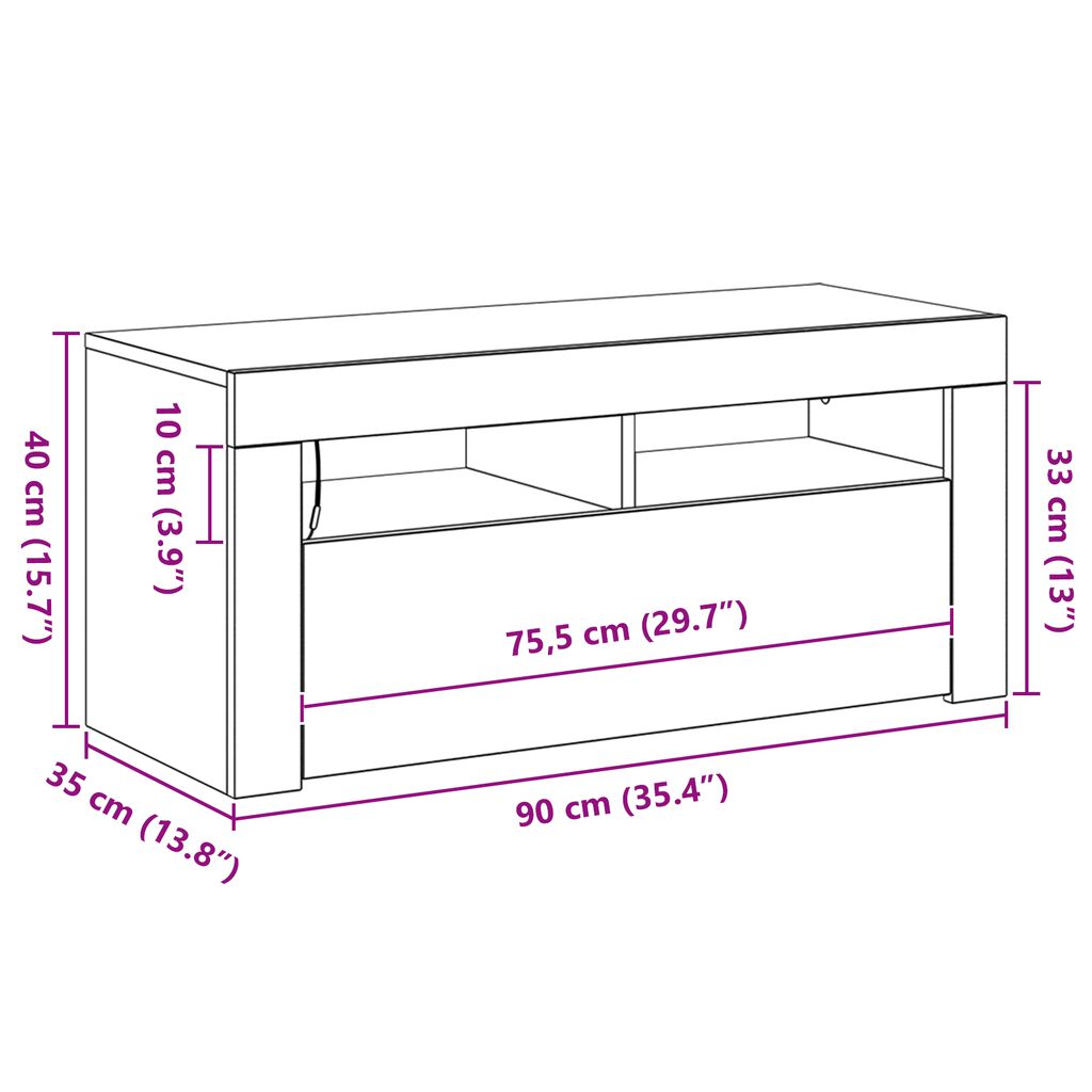vidaXL Ντουλάπι TV Μαύρο 90 x 35 x 40 εκ. Επεξεργασμένο ξύλο