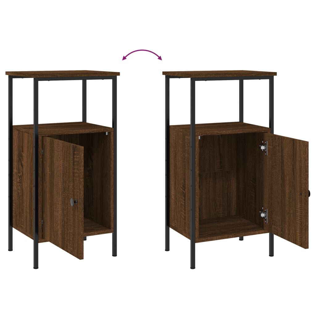 vidaXL Κομοδίνα 2 τεμ. Καφέ Δρυς 41 x 31 x 80 εκ. από Επεξεργ. Ξύλο